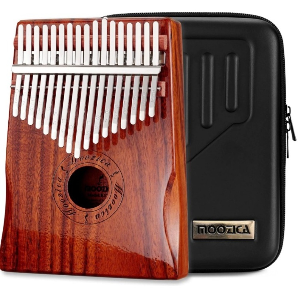 Moozica Kalimba Thumb Piano Unisex 17 Keys Brown Solid Koa Wood Professional